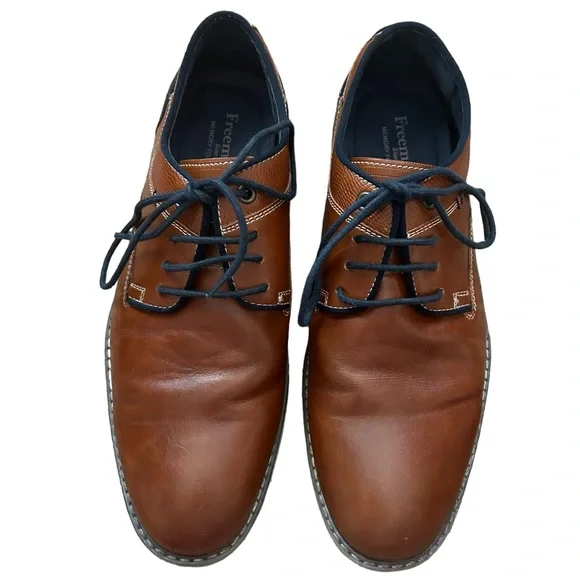 Freeman Men’s Morgan Memory Foam Brown & Navy Dress Shoe Size 8M - Picture 3 of 12